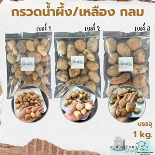 กรวดน้ำผึ้งเหลือง กลม  เบอร์ 1, 2, 3 บรรจุ 1000 g. หินกรวด หินธรรมชาติ   หินตกแต่งสวน หินตกแต่งตู้ปลา