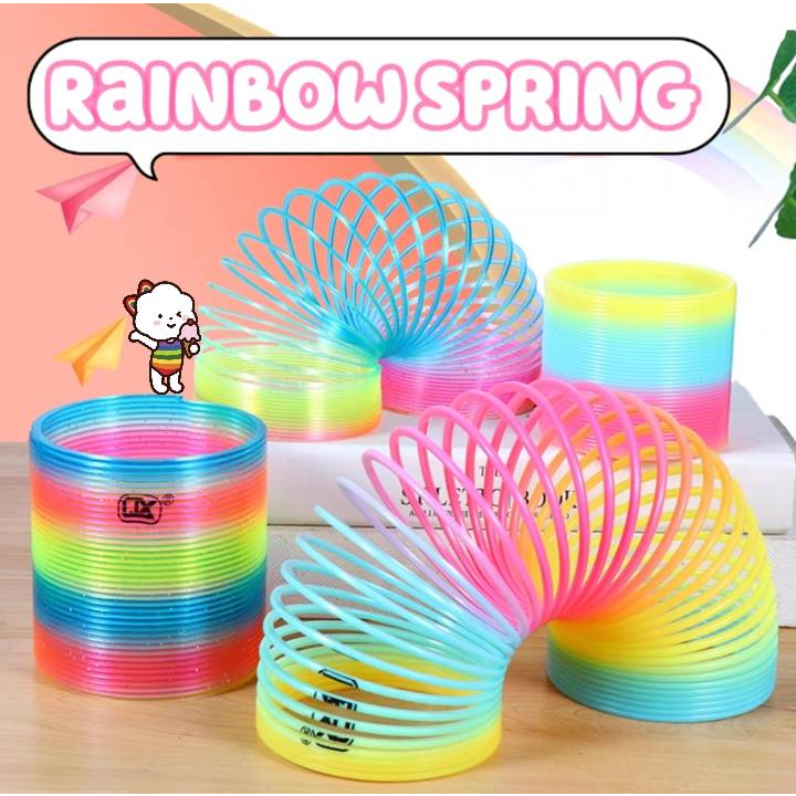 rainbow-spring-ของเล่นสปริงสายรุ้ง-ของเล่นเมจิกเรนโบว์-พลาสติก-คละสี-สีพาสเทล-น่ารักมาก
