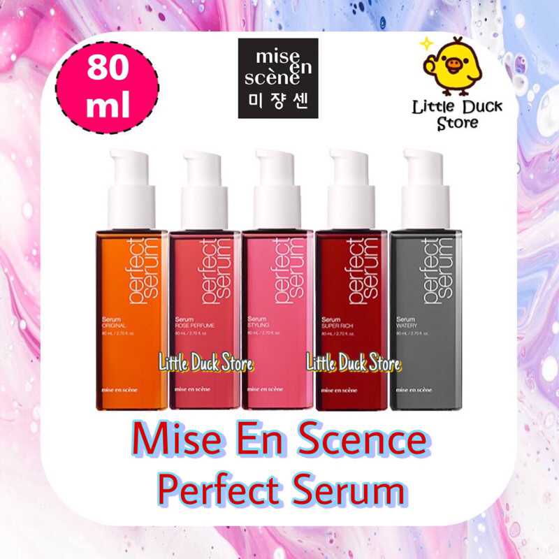 ภาพหน้าปกสินค้าเซรั่มบำรุงผมจากเกาหลี Mise En Scene Perfect Serum มีส ออง แซน เพอร์เฟค เซรั่ม 80 มล. มีให้เลือก 4 กลิ่น จากร้าน littleduckstore บน Shopee