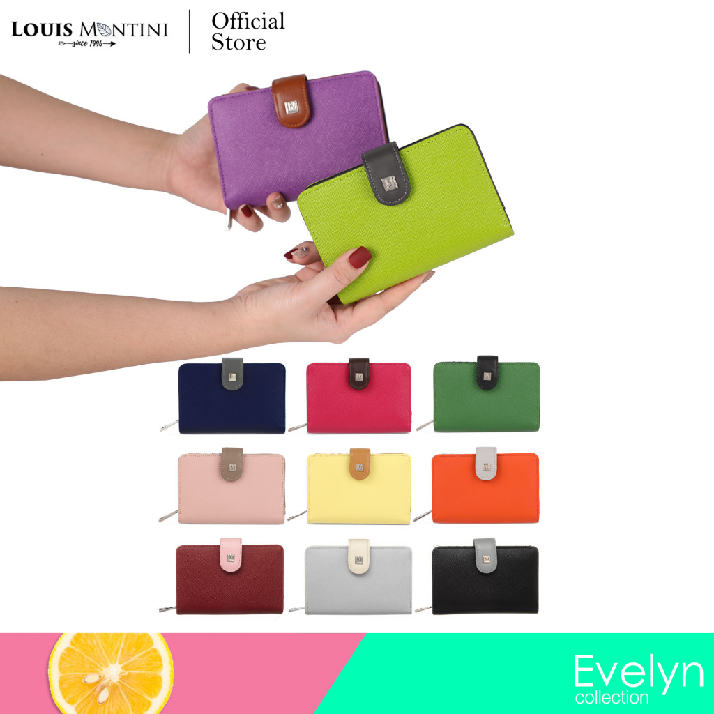 รูปภาพสินค้าแรกของLouis Montini 'Evelyn Collection' กระเป๋าสตางค์ผู้หญิง พับสั้น หนังวัวซาเฟียโน่ กระเป๋าเงินผู้หญิง WL50