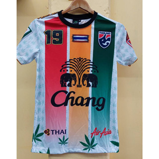 เสื้อช้างแถบเขียวเหลืองแดงเบอร์19