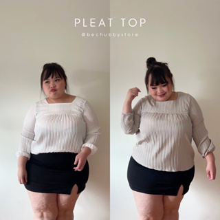 “Pleat top” เสื้อสไตล์มินิมอลสาวอวบ เสื้อสีขาวฟรีไซต์