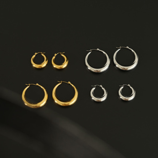 Bemet bold hoop / gold and silver ต่างหูห่วงสแตนเลส