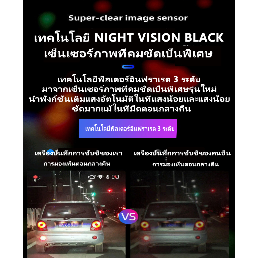 กล้องติดรถยนต์4k-เครื่องบันทึกการขับขี่-1440p-พาโนรามา-hd-360-องศา-กลางคืนวันฝนตกมองเห็นได้ชัดเจน-ไม่จำเป็นต้องติดตั้ง