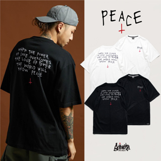 Just say Bad ® Oversize Long รุ่น Peace + ( สกรีนนูน ) สีดำ ขาว เสื้อทรงA  M L / OLS