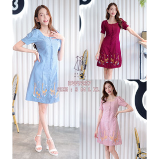 fairyangelstore - เดรสปักกวาง (DW9237) #พร้อมส่ง เดรสทำงานแฟชั่น มี 4 สีให้เลือก