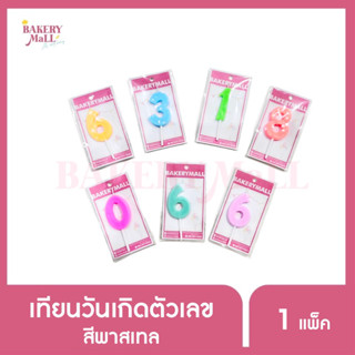 เทียนวันเกิดตัวเลข 0-9 (สีนีออน) (1ชิ้น/แพ็ค)