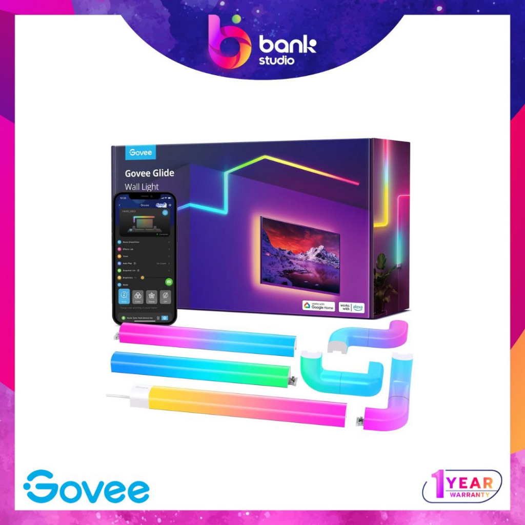 ประกัน-1ปี-ไฟแต่งโต๊ะคอม-ไฟติดผนัง-govee-glide-rgbic-3d-wall-light-work-with-razer-chroma