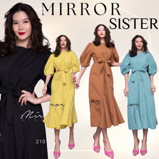 🔖ป้าย Mirrorsister 21014.5 เดรสตัวเก๋ ช่วงบนเป็นแขนพอง มีสายให้ผูกที่เอวเพื่อความเข้ารูป ช่วงล่างเป็นกระโปรงทรงหางปลา