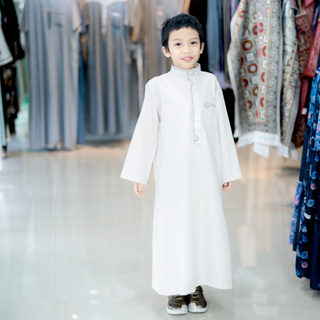 BY16 โต้บเด็กผู้ชายอิสลาม สีขาว ปักลาย โต๊ปเด็ก ชุดเด็กชาย อิสลาม มุสลิม แบรนนำเข้า เสื้อผ้าเครื่องแต่งกายเด็กมุสลิม