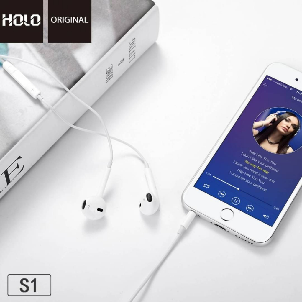 holo-s1หูฟัง-แจ๊ค-3-5มม-หูฟังมีสายใช้ได้ทุกรุ่น-earphone-มีปุ่มเพิ่มลดเสียง