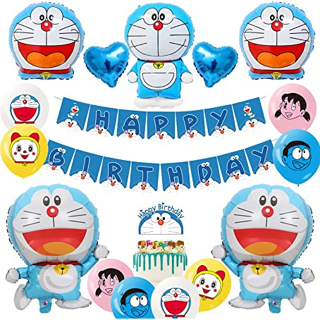 Doraemon Birthday Decorations Balloons Kids Party Aluminum Balloons Cake Toppers Heart Balloons Latex Balloons Event Decorations Shipped directly from Japan