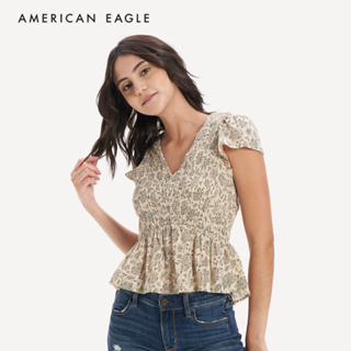 American Eagle V-Neck Smocked Babydoll Blouse เสื้อเบลาซ์ ผู้หญิง เบบี้ดอล คอวี  (EWSB 035-4883-676)