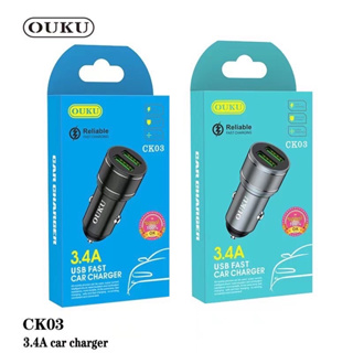 OUKU CK03 ชาร์จไว3.4A หัวชาร์จ อะแดปเตอร์ ชาร์จในรถ 2ช่อง usbชาร์จเร็ว USB car charger quick charge อะแดปเตอร์ ชาร์จในรถ