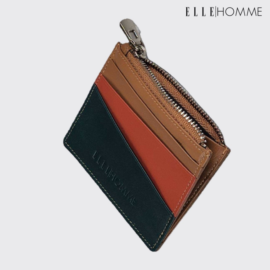 elle-homme-กระเป๋าใส่นามบัตรหนังวัวแท้-สไตล์-casual-มีให้เลือก-2-สี-สีเทาและสีกากี-h8w122