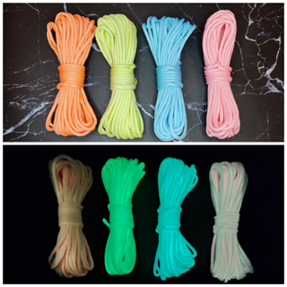 เชือกพาราคอร์ดเรืองแสง Paracord 4mm แบ่งขาย 5-10 เมตร เชือกถักปลอกคอแมว