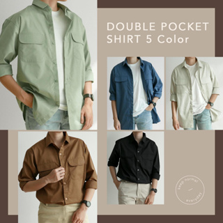 🔥️ทักแชทรับโค้ดลดเพิ่ม เชิ้ตผู้ชายแขนยาว Double Pocket Twill Shirt 5,6 (56-30)