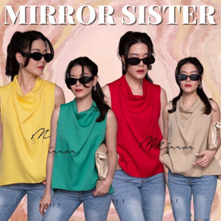 🔖ป้าย Mirrorsister  21111.1 เสื้อแขนกุดคอถ่วง ด้านหลังยาวกว่าด้านหน้าแต่งกระดุม6เม็ดเปิดปิดได้  ใส่แมชกับอะไรก็เก๋