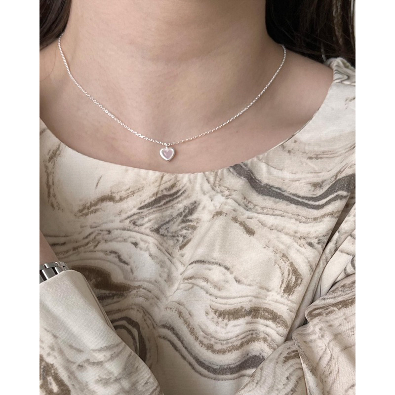 โค้ด-x8sfxj-ลด-20-a-piece-สร้อยเงินแท้-all-silver-925-mineral-stone-heart-stone-necklace-463-464