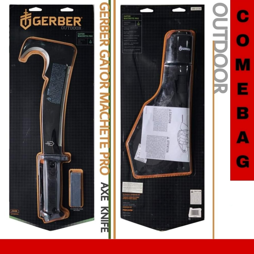 มีด-gerber-รุ่น-machete-pro-ออกแบบได้อย่างลงตัวในการใช้งานแบบขวานและมีดพร้าพร้อมกระเป๋าผ้าเข้ารูป-และหินลับมีด