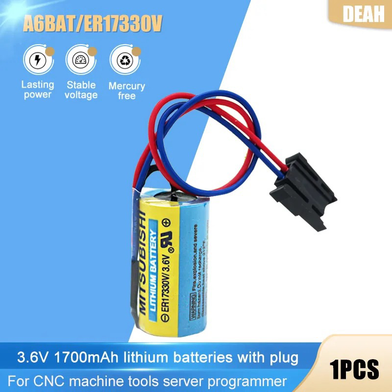 ใหม่-a6bat-er17330v-plc-3-6v-2000mah-li-ionแบตเตอรี่อุตสาหกรรมพร้อมปลั๊กสำหรับmitsubishi-servo-a6bat-plcแบตเตอรี่