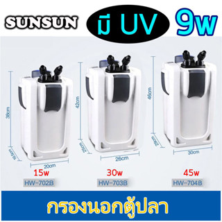 🔥พร้อมส่ง🔥 กรองนอกตู้ ตู้ปลา SUNSUN พร้อมหลอดUV ฆ่าเชื้อโรค แก้ตะใคร่น้ำเขียว ทำให้น้ำใส มี3รุ่น HW-702B HW-703B HW-704B