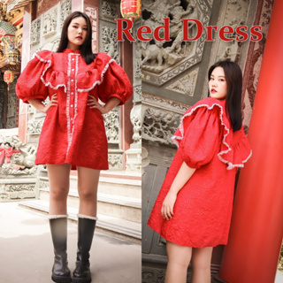 RED DRESS l Women’s A Puffy Sleeve Tent Dress