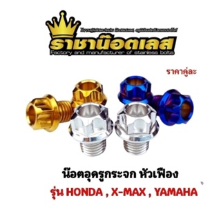 สินค้า น็อตอุดกระจก \"เฟืองสูง\" Honda-Xmax /Yamaha  ราคาต่อ 1 คู่