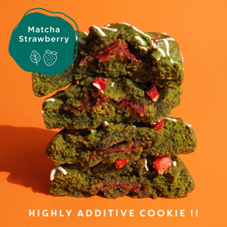 คุกกี้นิ่ม ...หนึบ l Chewy Cookie l รสมัทฉะ สตรอเบอรี่ l Matcha Strawberry l 80 กรัม l Busaba Cafe