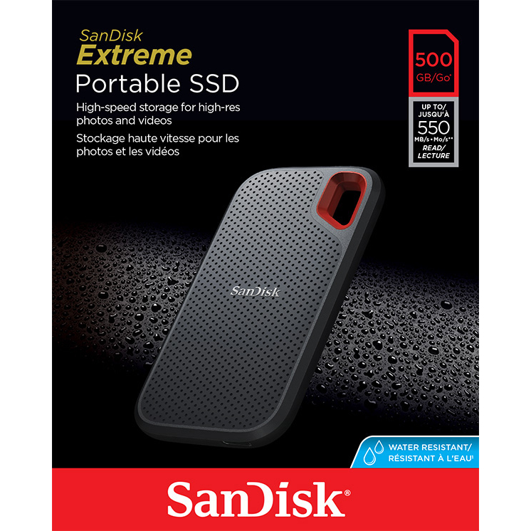 SanDisk Extreme Portable SSD 500GB SDSSDE61 500G G25 1050MB s read and 1000MB s write