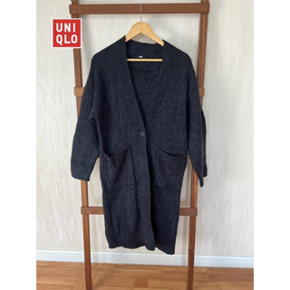 Uniqlo x เสื้อคลุม ผ้าดี ผ้าหนานะคะ size M สีกรมเข้ม อก 38 ยาว 38 • Code : 824(1)