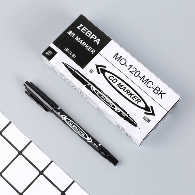 พร้อมส่ง-ปากกาเขียนรูปโพราลอยด์-2-หัว-ปากกาเพอร์มาเน้นท์-ปากกากันน้ำ-ปากกาเคมี