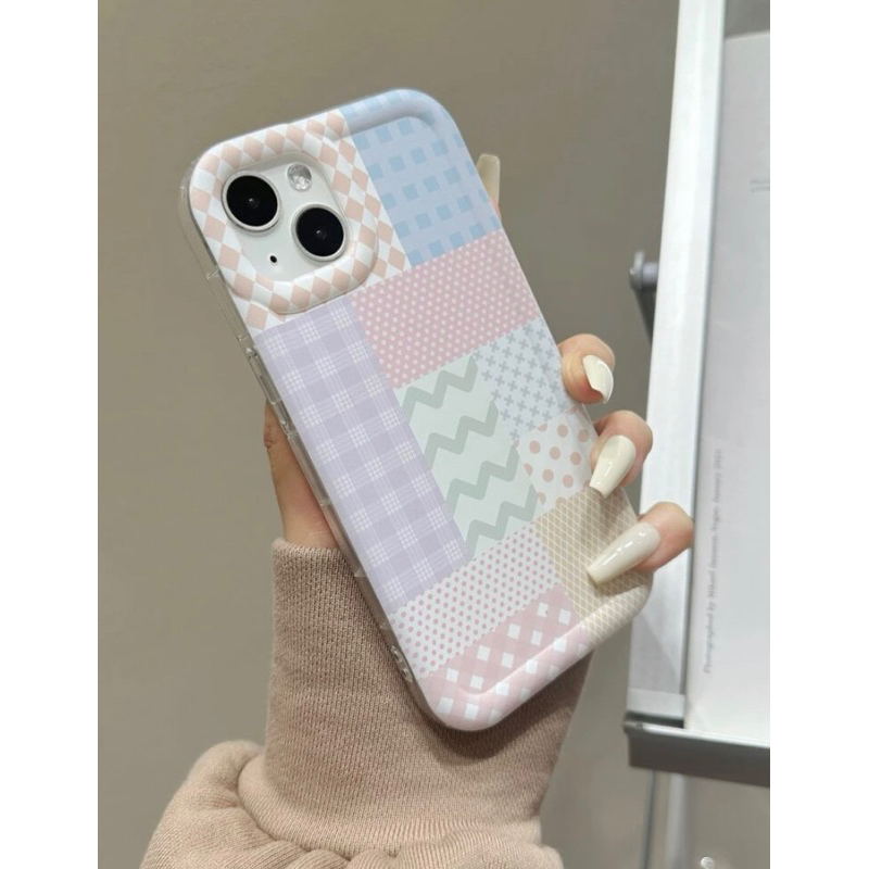 เคสไอโฟนเกาหลีรอยปะพาสเทล-i6-14promax-case-iphone-เคสมือถือ-เคสสีรุ้ง-เคสสีพาสเทล-เคสน่ารัก-เคสเก๋-เคสมินิมอล-ขายดี