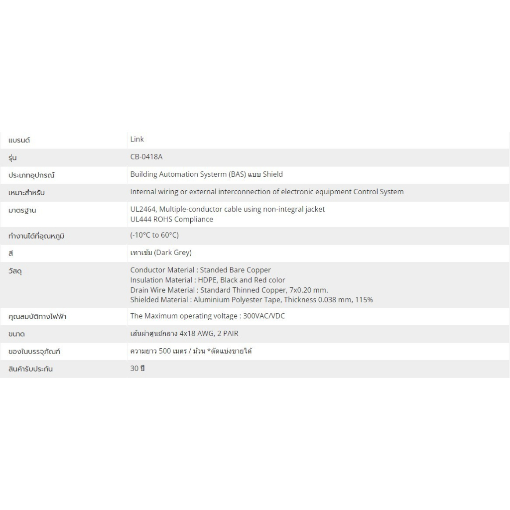 cb-0418a-สายตีเกลียว-cb-0418-bas-twisted-pair-shield-4x18-awg-2-pair-สายทิสแพร์-computer-signal-rs-485-rs-232-scada-dcs