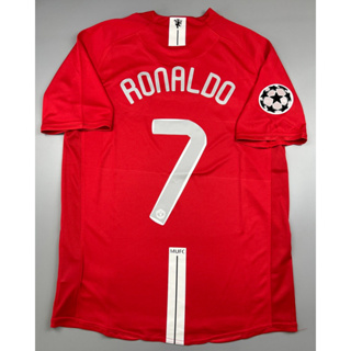 เสื้อบอล ย้อนยุค แมนยู 2007 เหย้า Retro Manchester United Home พร้อมเบอร์ชื่อ 7 RONALDO อาร์มยูฟ่า แชมเปี้ยนลีค