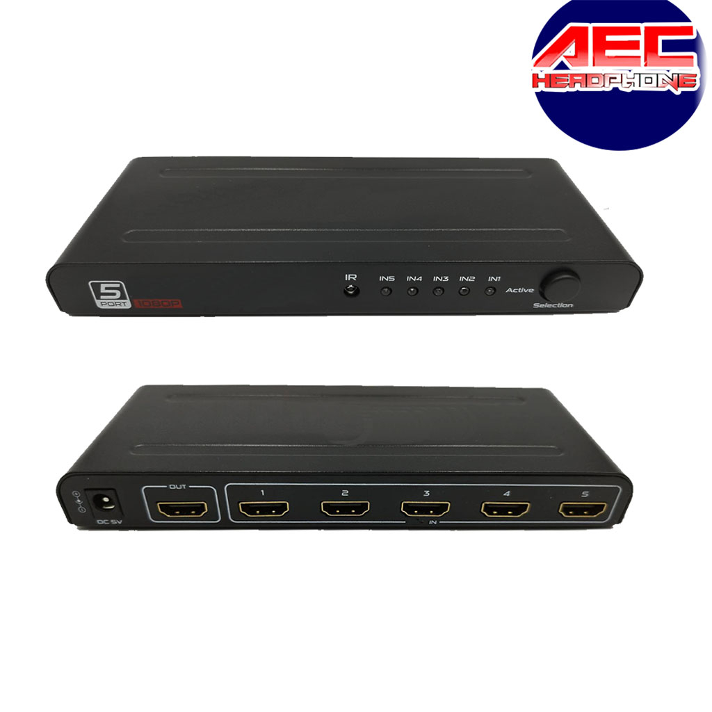 hd-splitter-5x1-hdtv-5-in-1-out-switch-splitter-กล่องแยกสัญญาณ-พร้อมรีโมท