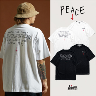 Just say Bad ® Oversize Long รุ่น Peace + ( สกรีนนูน ) สีดำ ขาว เสื้อทรงA  ชาย หญิง M L / OLS