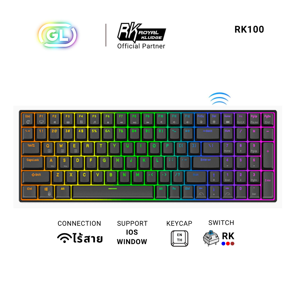 Royal Kludge RK100 Hotswap 3 Mode คีย์บอร์ดบลูทูธไร้สาย RGB ...