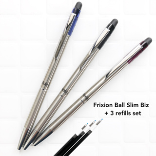 Pilot Frixion Ball Slim Biz ปากกาเจลลูกลื่น ลบได้ 0.38 มม. พร้อมหมึกรีฟิล 3 ชิ้น Erasable Ballpen with 3 extra refills