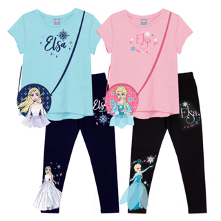 Disney Girl Frozen Elsa  T-Shirt and Legging - เสื้อยืดเด็กผู้หญิงโฟร่เซ่น มีกระเป๋า และเลกกิ้ง เจ้าหญิงเอลซ่า สินค้าลิขสิทธ์แท้100% characters studio
