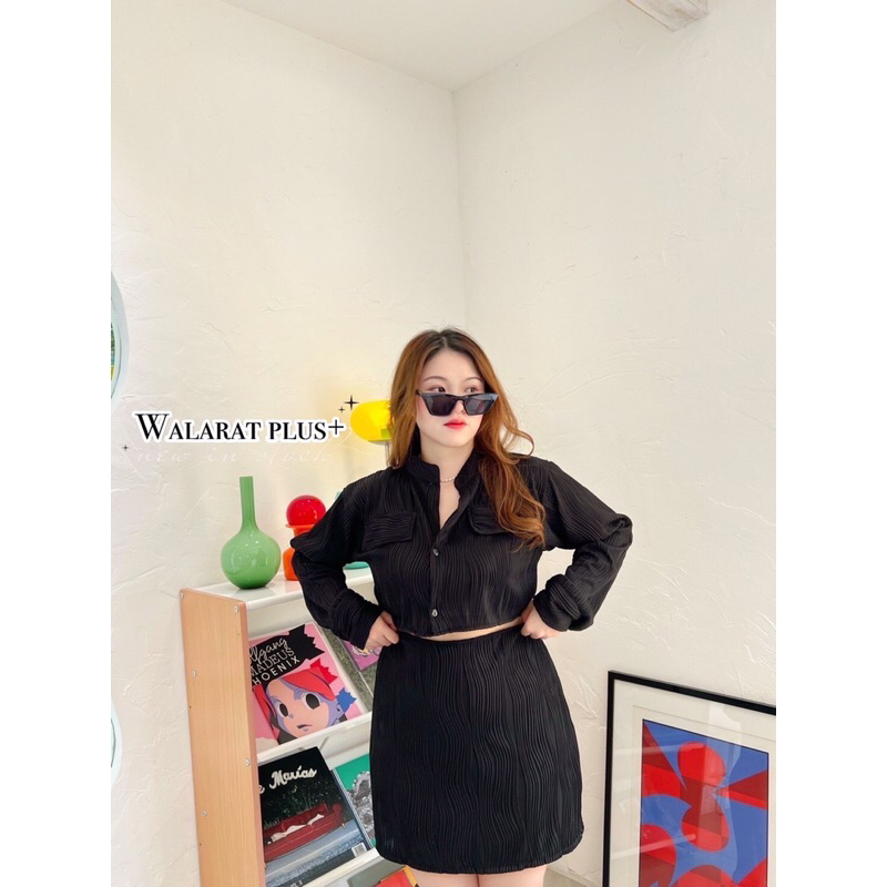 babydeer-plussize-bd39-ชุดเซ็ตกระโปร่งลายน้ำ-ชุดเซ็ตกระโปร่งสาวอวบอ้วน-เสื้อผ้าสาวอวบอ้วน