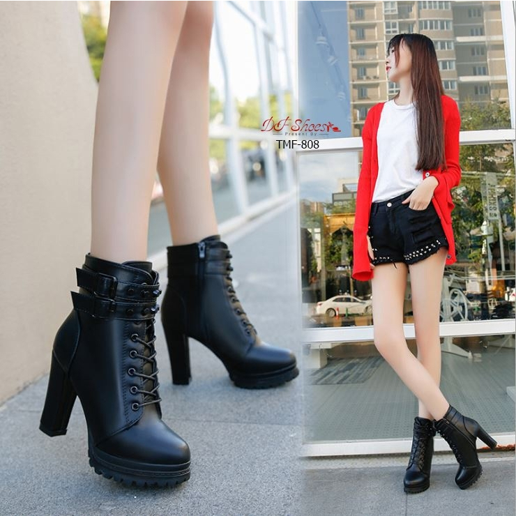 tmf-808-รองเท้าบูทหัวแหลมหุ้มข้อ-สันตัน-วัสดุหนัง-pu