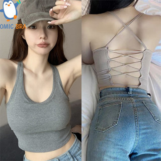 Comicbra สายเดี่ยว ท็อปบรา สายไขว้ด้านหลัง 32-38 ใส่สบาย เซ็กซี่ มีฟองน้ำ เสื้อผ้า ผู้หญิง