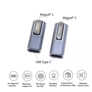 USB C To Magsaf * 2 &amp; Magsaf * 1 Converter Adapter สำหรับคอมพิวเตอร์ โน้ตบุ๊คType-C หญิง to แม่เหล็กชายแล็ปท็อปปลั๊กแปลง