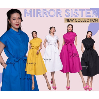 🔖ป้าย Mirrorsister 21126.5 เดรสแขนสั้นคอปีน ทรงสวยมาก คลาสสิคสไตล์ ใส่ง่าย ช่วงล่างเป็นทรง A บาน