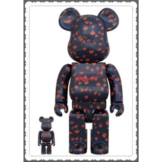 (ของแท้) BE@RBRICK MUVEIL"Strawberry Pattern" 100％ &amp; 400％ (Bearbrick)