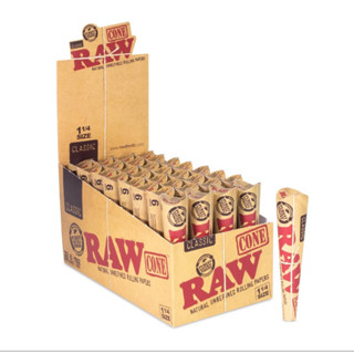 Box Raw Classic 1 1/4" , King Size Pre-Rolled Cone - 32 Packs/ 6 Cones per pack/ 192 cones per box กระดาษม้วนสำเร็จรูป