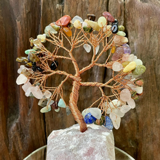 ต้นไม้บอนไซ ลวดดัด หินนำโชค หินมงคล รวมหิน Mix gemstone wire tree