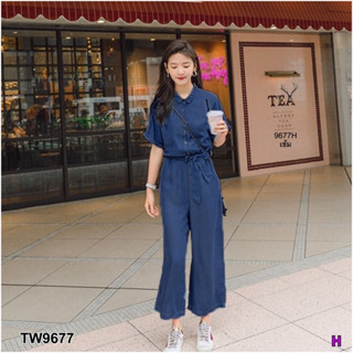 FF9677🛍️Jumpsuit 🛍️จั้มสูทยีนส์เทียมขายาวฟอกสี