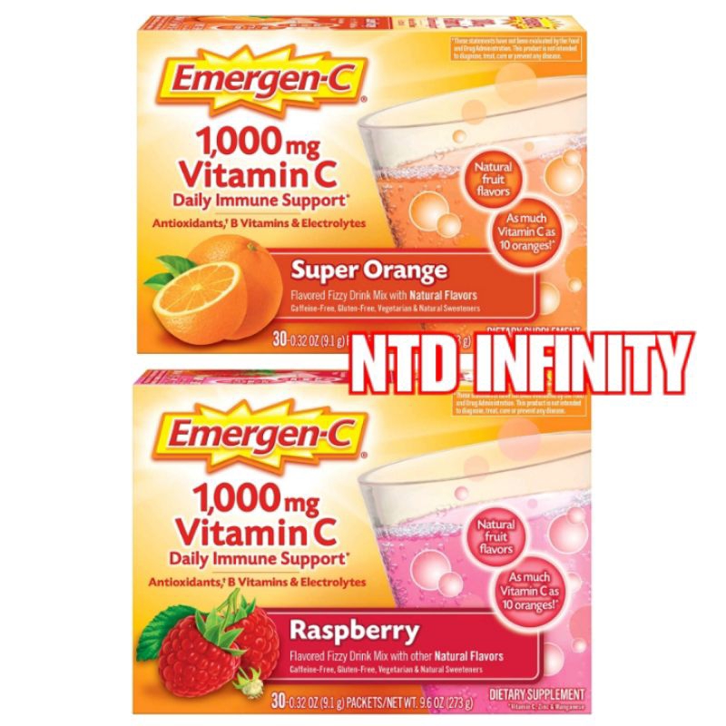 นำเข้า🇺🇸 Emergen C 1,000mg Vitamin C Powder Super Orange Flavor 30ซอง
